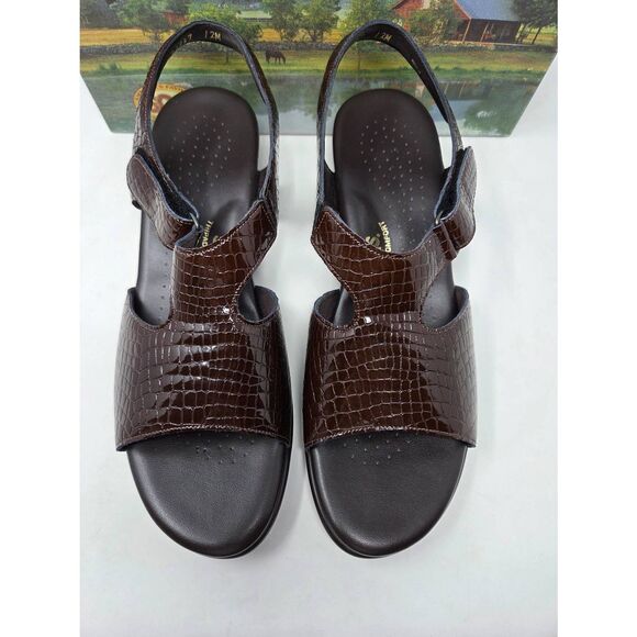 SAS SAN ANTONIO SHOES TRIPAD SUNTIMER BROWN CROC PATENT SANDALS WOMENS 12 M NEW - Picture 2 of 9